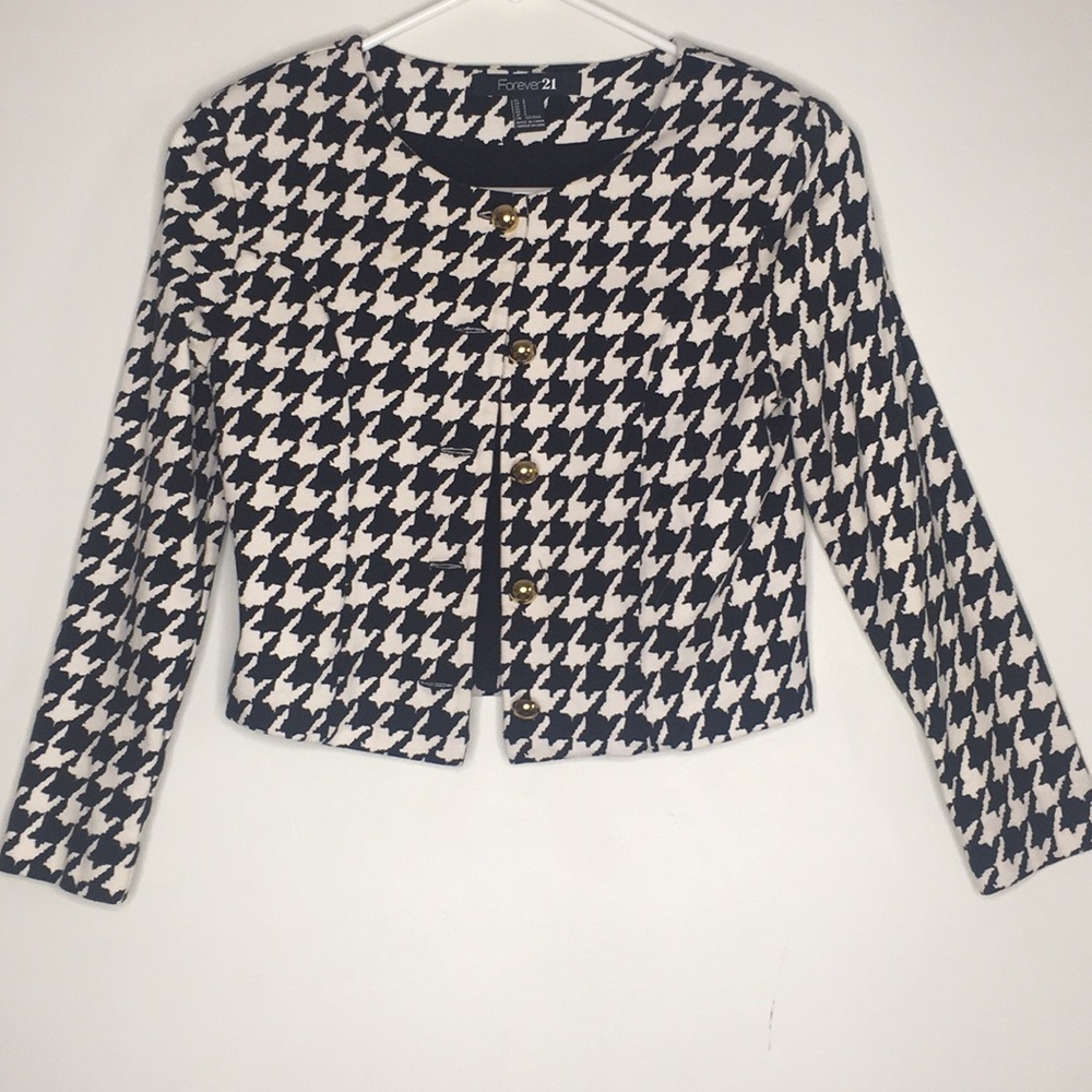 Houndstooth cropped cardigan